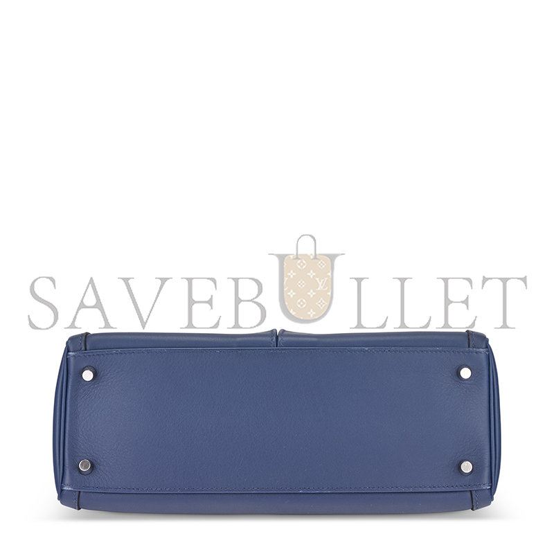 H**mes MASTER A BLEU DE MALTE SWIFT LEATHER KELLY LAKIS 32 WITH PALLADIUM HARDWARE (32*23*10cm)